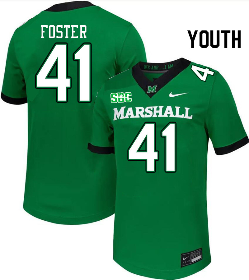 Youth #41 Ahmere Foster Marshall Thundering Herd SBC Conference College Football Jerseys Stitched-Gr